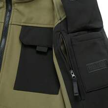 Men'S Outdoor Soft Shell Jacket, Military-Style, Scratch-Resistant, Fleece-Lined, Thickened, Warm Hooded Windbreaker, Three-In-One Sports Climbing Outfit - 黑色 - 查看 6