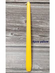 4支裝 25cm 波爾多紅長條蠟燭/黃色錐形蠟燭，無煙浪漫無味晚餐蠟燭，家居裝飾，適用於婚禮、求婚、餐廳、教堂、祈禱、節日、假期、音樂節、新年 - 黃色 - 查看 8