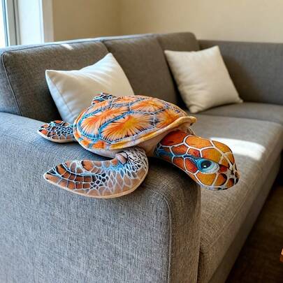 fgofoc 猫狗适用毛绒发声咀嚼玩具，内置发声器，舒适互动，可水洗，双层耐咬材质，逼真乌龟造型，适合各种体型的猫狗。