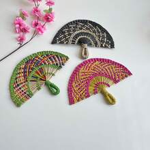 11.8 Inch Width X 8.66 Inch Length Small Semicircular Handwoven Seagrass Hand Fan, Home Decor Wall Hanging Fan For Cooling, Suitable For Elderly And Children, Summer Use, Lobby And Club Decoration - Seaweed Fan-shaped Fans Come In Various Colors - View 6