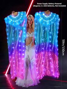 1 قطعة مروحة إضاءة LED وامضة للكبار، طول 1.5 متر، تدرج لوني من البنفسجي إلى الأبيض، خط إضاءة ناعم، مناسبة لرقص البطن والأداء على المكتب وغيرها من المناسبات، لا تحتاج إلى بطاريتي AAA، مناسبة للعطلات والعروض المسرحية والحفلات والأعراس وعيد الهالوين وعيد الميلاد وغيرها من المناسبات - مروحة حريرية مضيئة - مشاهدة 11