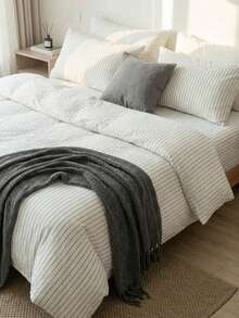 2/3 件套土耳其棉质梭织羽绒被套装 | 羽绒被套和枕套，现代卧室床上用品，135*200 厘米，150*200 厘米，200*200 厘米，200*220 厘米，220*240 厘米 - 白色 - 查看 4