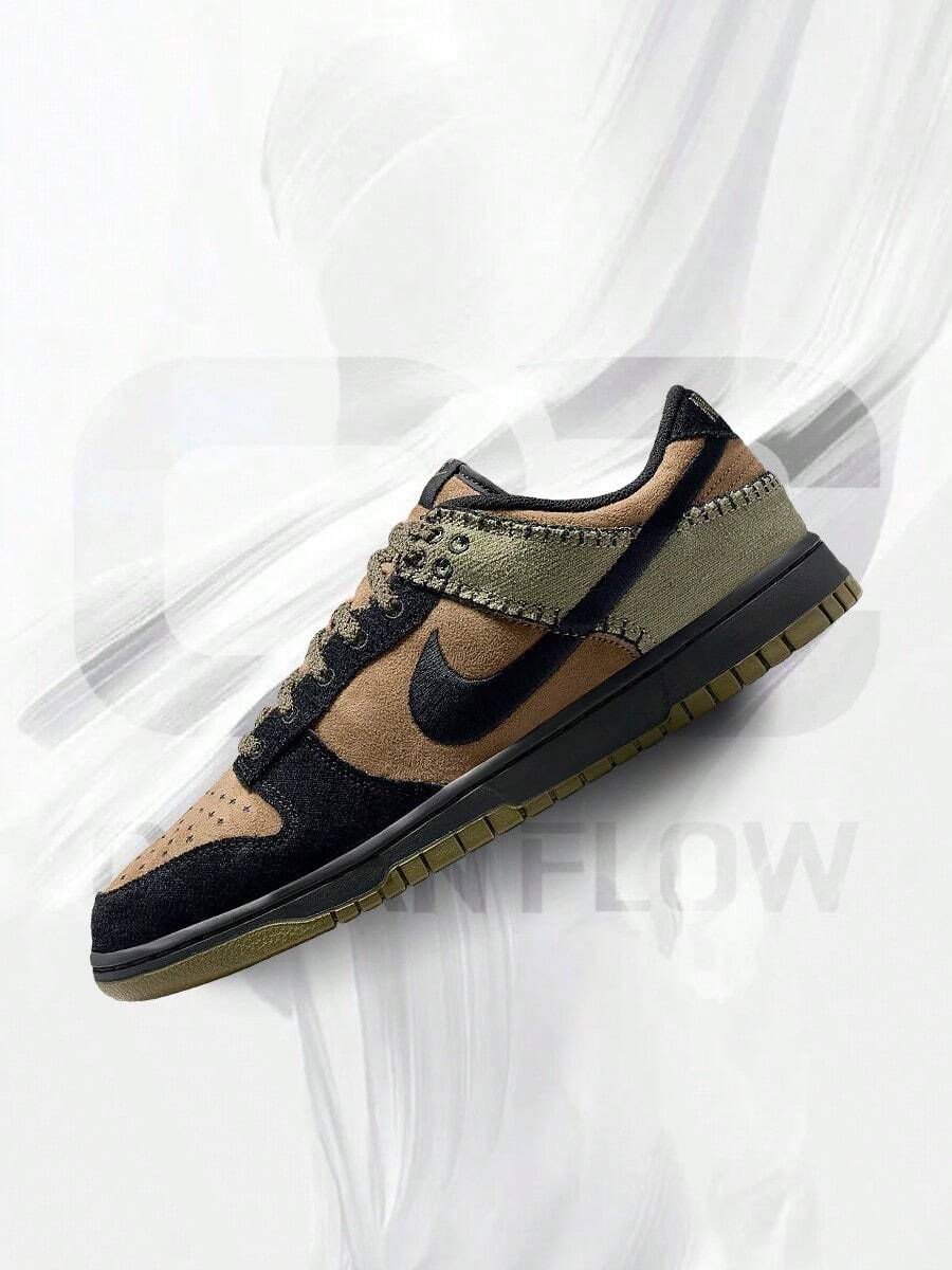 Nike Dunk Low Retro Camo Olive– Men's Lifestyle Sneakers – Shoes For Man -Vintage-Spring & Summer-Inspired Running Shoes, Shock-Absorbing Comfort, Gym To Streetwear Casual Wear-Mother's Day Gifts-Father's Day Gift–HV4452 300 - Brown Kelp/Black/Medium Olive - 查看 1