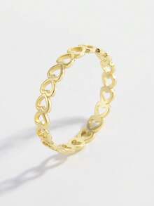 愛心設計銀婚戒適合女士新娘婚禮精細首飾類 - 銀色 - 查看 13