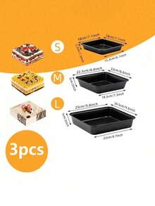 Bộ 3 khay nướng bằng thép carbon họa tiết đen và vàng | Có 3 kích cỡ: S/M/L (18-25cm/7.1-9.8in) | Chống dính, chịu nhiệt, dễ vệ sinh, lớp phủ chống dính | Dụng cụ nướng trong nhà | Thích hợp cho bánh quy, pizza, nướng và nhiều món khác - Nhiều màu - Xem 13