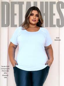 Blusa Plus Size em Tecido Dry Fit Leve Confortável Treino Fitness e Casual Esportiva - Branco - Visão 3