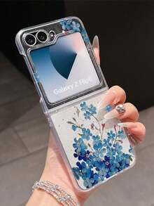 1pc Fashionable And Simple Matte PC Material Cute Flower Element Folding Phone Case, Can Protect And Prevent Falling: Compatible With SamsungGalaxy Zflip 3/Zflip 4/Zflip 5/Zflip 6/Zflip 7/ Razr 50 Ultra/ Razr 60 Ultra/ 60/ Razr 50/Galaxy Z Flip7 FE - Clear - View 10