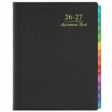 Appointment Book/Planner 2026-2027 - Weekly Appointment Book 2026-2027, July 2026 - June 2027, Daily/Hourly Planner With Tabs, 15 Minutes, 8.26\ X 11.4\, Wirebound - Black - Đen - Xem 1
