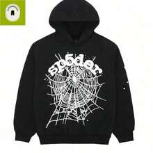 Black Spider Web Graphic Hoodie: Gothic Streetwear PulloverY2Y-W-Vacation Outfits Women - 黑色 - 查看 4