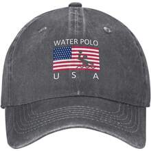 American Flag Water Polo Baseball Cap Classic Adjustable Plain Hat For Men Women Unisex Deep Heather - 1 - 查看 9