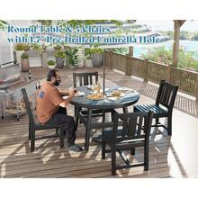 5 Piece Outdoor Dining Table And Chairs Set, Patio Table And Chairs Furniture Set With Umbrella Hole, Outdoor Dining Set For Garden And Backyard - 黑色 - 查看 4