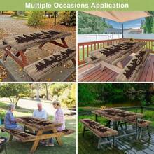 3pcs Retro Camping Themed Stretch Table & Chair Covers - Faux Wood Grain RV Pine Tree Outdoor Picnic Table Cloth Set, Durable Polyester Elastic Edged Rectangular Tablecloth For Indoor, Patio, Camping, Party, Kitchen - Multicolor - View 10