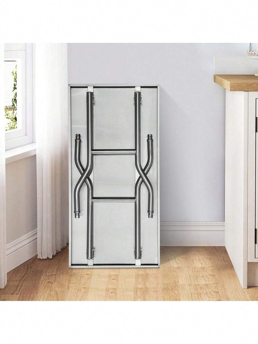 Commercial Worktable Workstation 48 X 24 Inch Folding Commercial Prep Table, Heavy-Duty Stainless Steel Folding Table With 661 Lbs Load, Kitchen Work Table, Silver Stainless Steel Kitchen Island - 銀色 - 查看 1