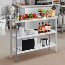 Mesa de Preparación de Alimentos 356x1219x864 mm Mesa de Trabajo de Cocina Comercial de Acero Inoxidable con 2 Estantes Inferiores Ajustables Mesa de Preparación para Parrilla, Cocina, Hogar - 356 x 1219 x 864 mm - Ver 9