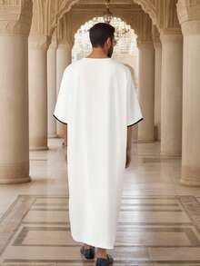 2025 New Middle Eastern Arabic Long Sleeve Embroidered Robe For Muslim Men - White - View 2