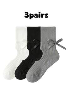 1/2/3双装女士防滑瑜伽袜，带绑带，可爱普拉提袜，适合舞蹈室室内运动，防滑圆点袜 - 彩色 - 查看 13