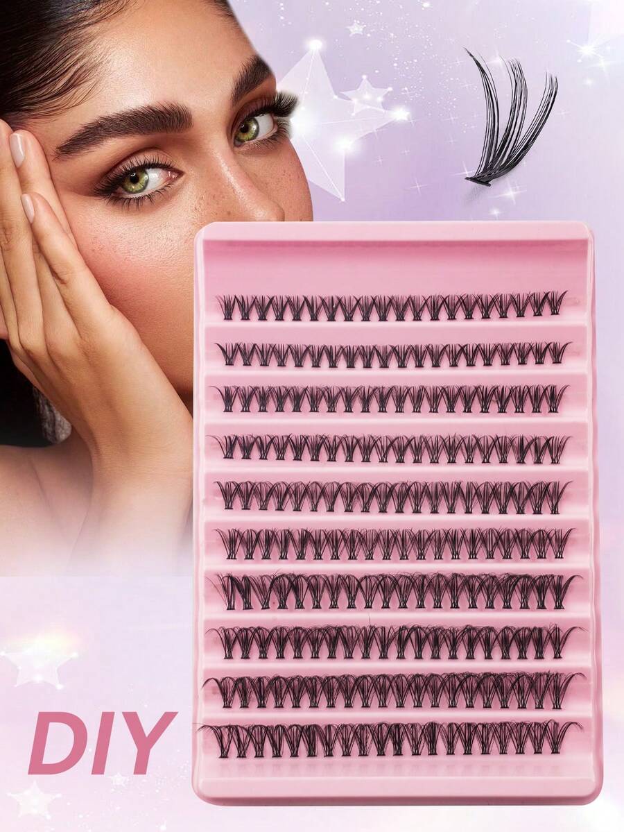 120pcs D Curl 8-16mm Wide Stem False Eyelash Clusters, Natural Look & Extra Thick Reusable Eyelash Extension Kit, Suitable For Daily Life, Wedding, Date, Party, Music Festival, Spring Travel - D - View 1