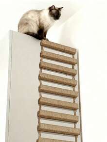 50cm/100cm Hanging Sisal Cat Climbing Ladder, Natural Pine Wood Sturdy Cat Wall Scratching Post For Play, Climb And Scratch, Max Load 12kg (26lb) - Apricot - View 6