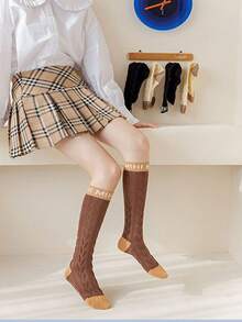 1双，夏季，薄款白色时尚小腿袜，简约韩版四季JK袜，春夏初秋薄款彩虹条纹韩版长袜，学生款，动漫休闲学院风，百搭街头运动袜，女士款，条纹猫爪可爱长袜，绒袜，棒球袜，高帮跑步健身运动袜，修身弹力袜，过膝长袜 - 米色 - 查看 8