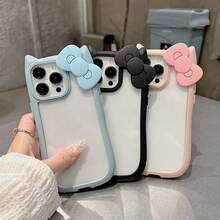 [Best Seller] Cute, Super Popular Cat Ear 3D Ribbon Transparent Smartphone Case From Korea. Compatible With IPhone 17/17 Pro/17 Pro Max/16/16 Pro/16 Plus/16 Pro Max/15/15 Plus/15 Pro/15 Pro Max/14/14 Plus/14 Pro/14 Pro Max/13/13 Pro/13 Pro Max/12/12 Pro/12 Pro Max. Features A Stand For Full Protection. A Great Gift For Your Girlfriend. Waterproof, Shockproof, Drop-Proof, And Scratch-Resistant. - 藍色 - 查看 1