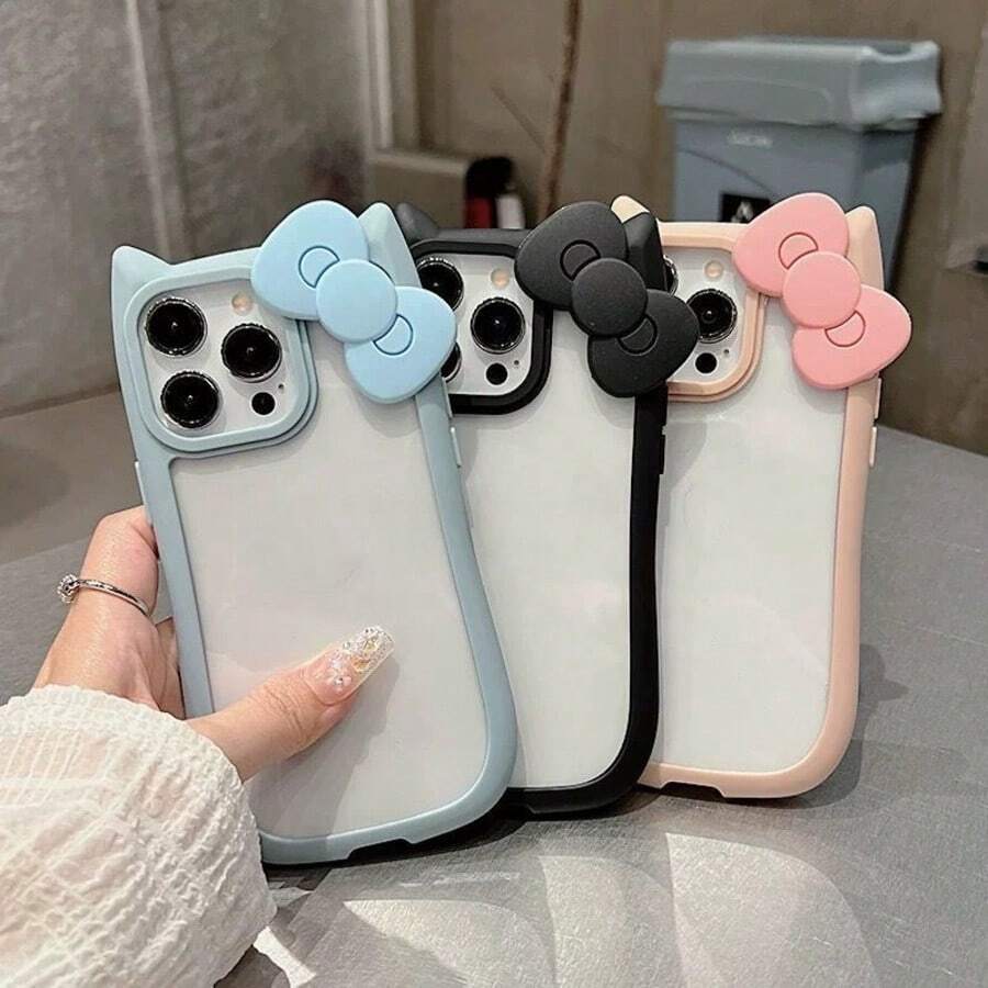 [Best Seller] Cute, Super Popular Cat Ear 3D Ribbon Transparent Smartphone Case From Korea. Compatible With IPhone 17/17 Pro/17 Pro Max/16/16 Pro/16 Plus/16 Pro Max/15/15 Plus/15 Pro/15 Pro Max/14/14 Plus/14 Pro/14 Pro Max/13/13 Pro/13 Pro Max/12/12 Pro/12 Pro Max. Features A Stand For Full Protection. A Great Gift For Your Girlfriend. Waterproof, Shockproof, Drop-Proof, And Scratch-Resistant. - 藍色 - 查看 1