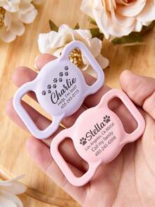 1pc Pet AirTag Collar Holder, Slide-On Dog Tag, Customized AirTag Cat Collar, Silicone Mute AirTag Case, Engraved Dog Collar AirTag Holder - Multicolor - View 8