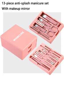 13件套升级版美甲护理套装，含镜子、指甲钳、眉剪、面部及手部护理工具，双层收纳盒设计，便携易用，是送给家人、朋友、母亲节、情人节的理想礼物。现有粉色、棕色、绿色、黄色、白色可选。 - 彩色 - 查看 11