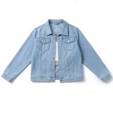 Women's Cropped Fitted Denim Jacket – Classic Button Front Short Jean Jacket, Casual Slim Fit Layering Top - Light Wash - View 6