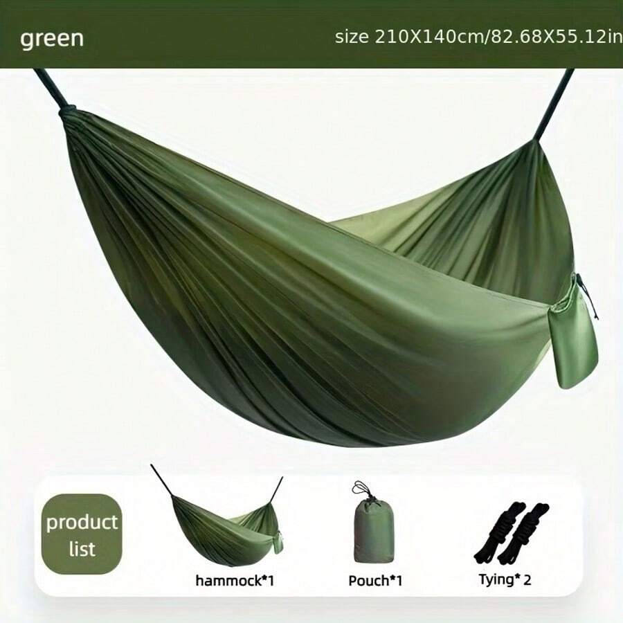 1pc New Ultra-Light Nylon Parachute Fabric Double Hammock, Polyester Taffeta Outdoor Portable Hammock, Suitable For Camping And Mosquito-Proof - Multicolor - View 1