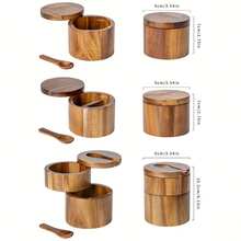 1pc Rosewood Salt Cellar, Wooden Spice Jar, Kitchen Seasoning Storage Container - Multicolor - View 4