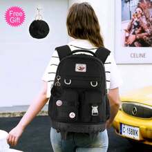 21-Inch Rolling Backpack For Girls, Black Wheeled School Bag With Lunch Bag, Teenager Suitcase - Single Trolley Backpack - View 6