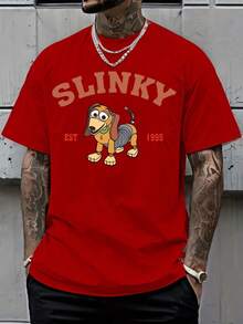 [Authorized By Disney] New Disney Men's T-Shirts, Toy Story Prints, T-Shirts With Round Neck For Leisure And Comfort, Suitable For Sports And Daily Wear, Excellent For Gifts And Necessary For Parties. - Red - View 1