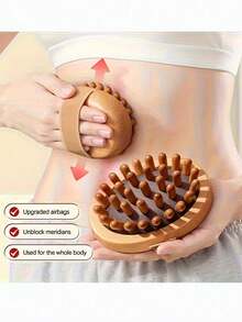 1pc Natural Wooden Hand-Held Massage Brush, For Muscle Relaxation, Sauna SPA Head Massage Gua Sha - Multicolor - View 10