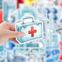 50张医疗主题贴纸，美观实用，可用于剪贴簿、日记本、笔记本电脑、保险杠、滑板、水瓶、电脑、手机、贺卡、相册、家具等装饰。 - 彩色 - 查看 3