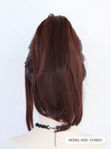 Fashionable Chestnut Brown Ponytail Wig, With Face-Framing Strands, Made Of Realistic Synthetic Material, Suitable For Casual And Office Wear - Coffee Brown - View 6