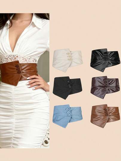 1pc Women's Elastic Waist Belt, Solid Color Adjustable Waist Cincher Suitable For Coats, Dresses, Shirts, Suits, Versatile And Elegant For Daily Wear