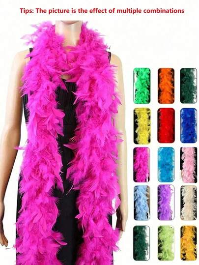 1pc Faux Feather Long Scarf, Suitable For DIY Projects, Birthday Party Costumes, Wedding Photo Props, Stage Performance, Home And Party Decoration, Carnival Supplies