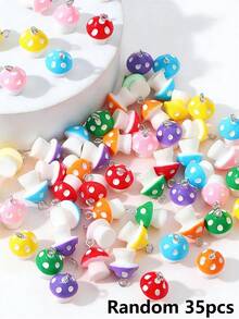 15/25/35/50/60/80/100pcs Multi-Color Mushroom Glass Beads - Colorful Marble Texture Mushroom Decorative Beads, Suitable For Jewelry Making, DIY Necklace, Bracelet, Earrings, Crafts | Vibrant Bead Design | Smooth Texture - Multicolor - View 18