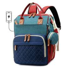 Baby Carrier Diaper Bag Essential Tote Bag For Baby Travel , Travel Storage Bag, Multi-Functional Waterproof Diaper Bag, Stroller Strap Pacifier Box - Blue-green - View 1