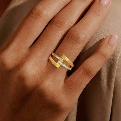 1pc S925 & 925 Sterling Silver Elegant Sophisticated Criss-Cross Cubic Zirconia Ring, Luxurious Women's Party Ring, Anniversary Occasion, Refined Jewelry Gift For Women, Everyday Wear