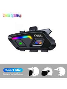 2pcs P20 500M Motorcycle Helmet Bluetooth 6.0 Wireless Intercom, 500M Music Sharing Headphone Loudspeaker, Motorcycle Accessories - P20 2X - Xem 13