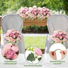 Geosar 8 Bundles Artificial Peonies Flowers Fake Silk Peony Bouquet Faux Peonies Flowers Bulk For Decoration Vase Floral Arrangements Wedding Party Table (Russet Red,Light Pink) - 赤褐色 - 查看 4