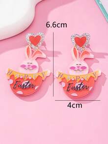 1对时尚复活节畅销亚克力兔子耳环，女士日常佩戴吊坠耳环 - 破殼兔 - 查看 8