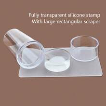 Nail Art Stamper Clear Silicone Stamping Jelly With Scraper Transparent Visible Body No Different For DIY Nail Decor Nail Stamping Tool With Scraper - Clear - View 8