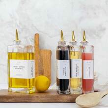 Olive Oil Dispenser Bottle For Kitchen, Automatic Pourer, Glass Thin Bottle Dispenser For Kitchen, Olive Oil Cruet, | Set Of 2 - Gold - 350ml, Set Of 2 - View 9