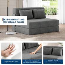 Sofá Cama y Silla Plegable 4 en 1 – Dormir Convertible, sofá de Dos plazas Plegable con Almohada, salón de Piso con copetudo para Sala de Estar, recámara, habitación de Invitados, Gris Oscuro - Gris Oscuro - Ver 5