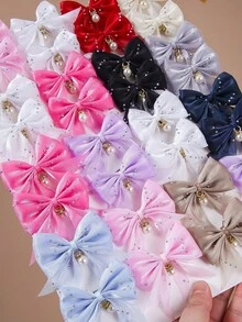 8 pezzi Fermagli per capelli da ragazza in rete con fiocco e perle finte, fermagli carini per ciuffi laterali da principessa, fermagli semplici per frangia, fermagli a papera dolci e versatili, adatti per uso quotidiano, fermagli a pinza, fermagli per capelli, forcine, accessori - Multicolore - Visualizzare 3