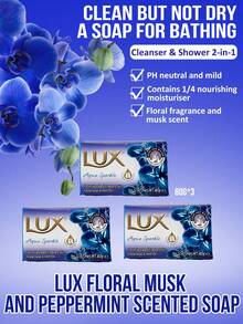 Lux 3入組，每塊80克。奢華茉莉杏仁油皂，富含保濕與抗菌茉莉杏仁精油，優雅清新自然，含1/4滋養乳霜，中性PH值且質地溫和，滋潤肌膚，沐浴與洗面皂，含1/4滋養乳霜，中性PH值且質地溫和，滋潤肌膚，去除污垢與油脂，去除雜質，不緊繃，適合約會準備、節日禮物、全身沐浴。 - Floral fragrance and musk scent - 查看 6