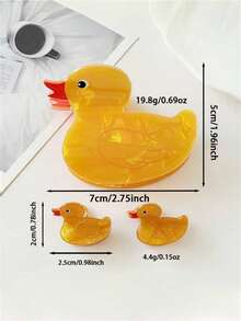 6pcs/Set Women's Cute Cartoon Duck Hair Clips, Elastic Hair Scrunchies, Bow Hair Clips, Headbands, Mini Hair Claws - Multicolor - View 3