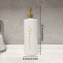 3/6pcs/500ml Bathroom Dispenser Bottles, Empty Containers For Shampoo, Body Wash, Conditioner, Refillable, Home Bathroom Decor, Autumn Decor, Back To School Decor, Plastic Refillable Soap Dispenser, Kitchen & Bathroom Storage, Empty Reusable Soap Lotion Shower Containers - Cylindrical White + Full Gold Pump - View 8